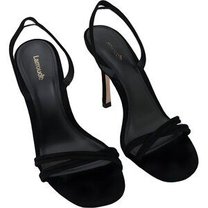 Stylish Larroude Annie Women's Sandal Heels - Black Strappy Size 9.5